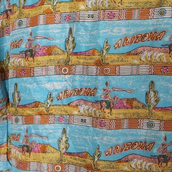 Vintage Silk Club Arizona Cowboy Print Button Down Casual Silk Shirt - Picture 3 of 4